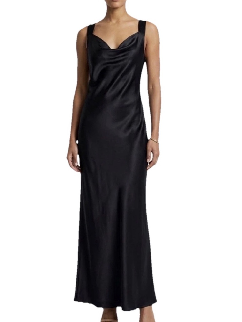 Vera Wang Black Satin Maxi Slip Dress Women’s Large Y2K Minimalist Maxi